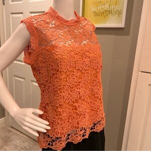 NANETTE Lepore Size Medium Elegant Orange Lace Sleeveless Top Fully lined